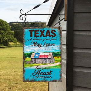Texas State A Place Your Heart Remains Metal Sign Wall Art Decor