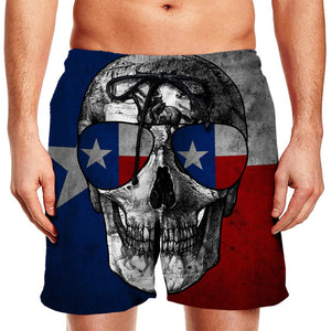 Texas Men Beach Shorts With Funny Skull
