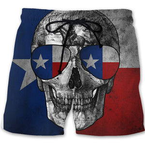 Texas Men Beach Shorts With Funny Skull
