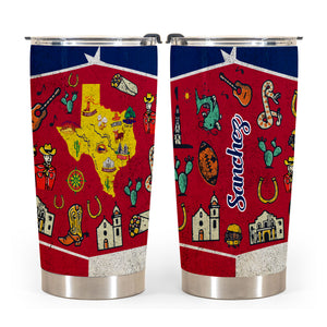 Texas Symbols Flag Personalized Tumblers Stainless Steel
