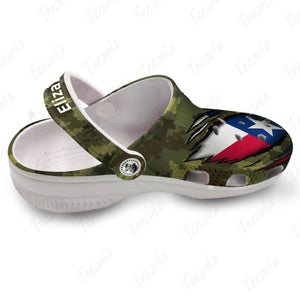 Texas Flag Personalized Clogs Shoes With Camo Pattern