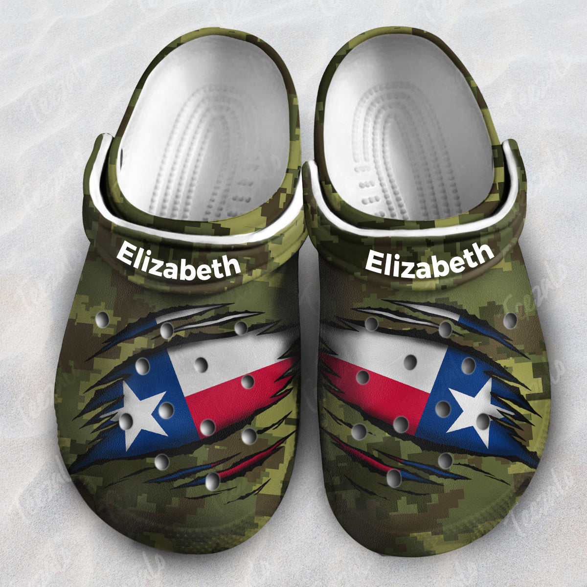 Texas Flag Personalized Clogs Shoes With Camo Pattern
