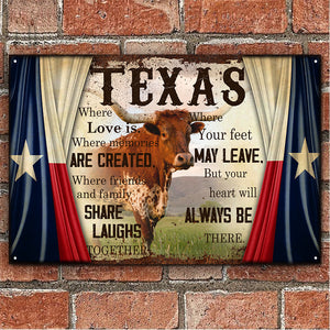 Texas Flag Where Your Heart Will Always Be There Metal Signs Wall Art Decor - Metal Signs Born Teezalo