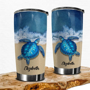 Turtle On The Beach Personalized Tumbler
