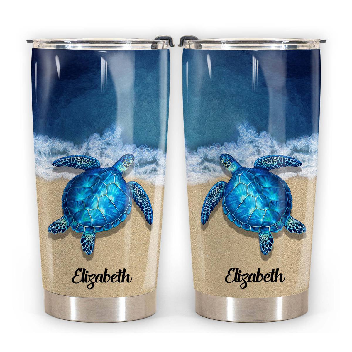 Turtle On The Beach Personalized Tumbler