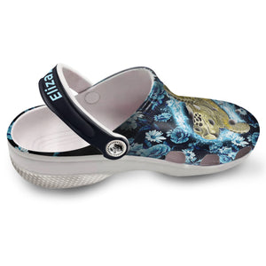 Turtle Personalized Clogs Shoes With Flower