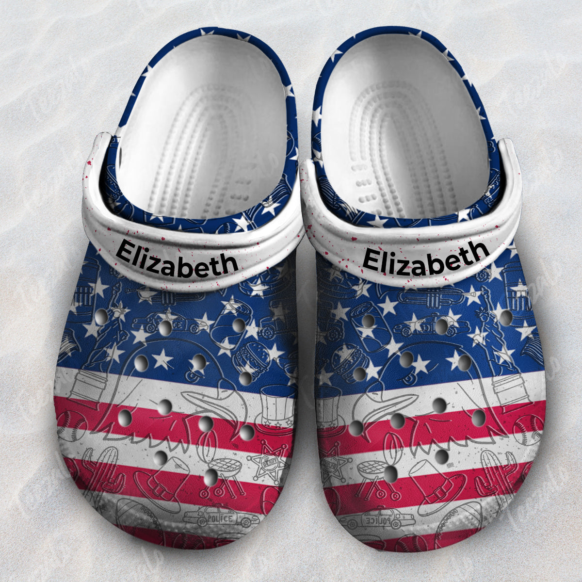 America Flag Personalized Clogs Shoes With Your Name