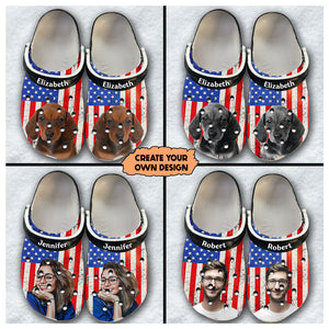 Upload Photo America Flag Dog Lovers Clogs Shoes