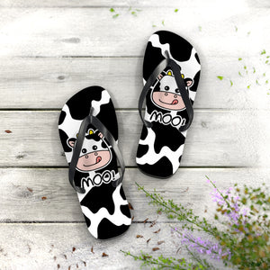 Cow Pattern Moo Flip Flops