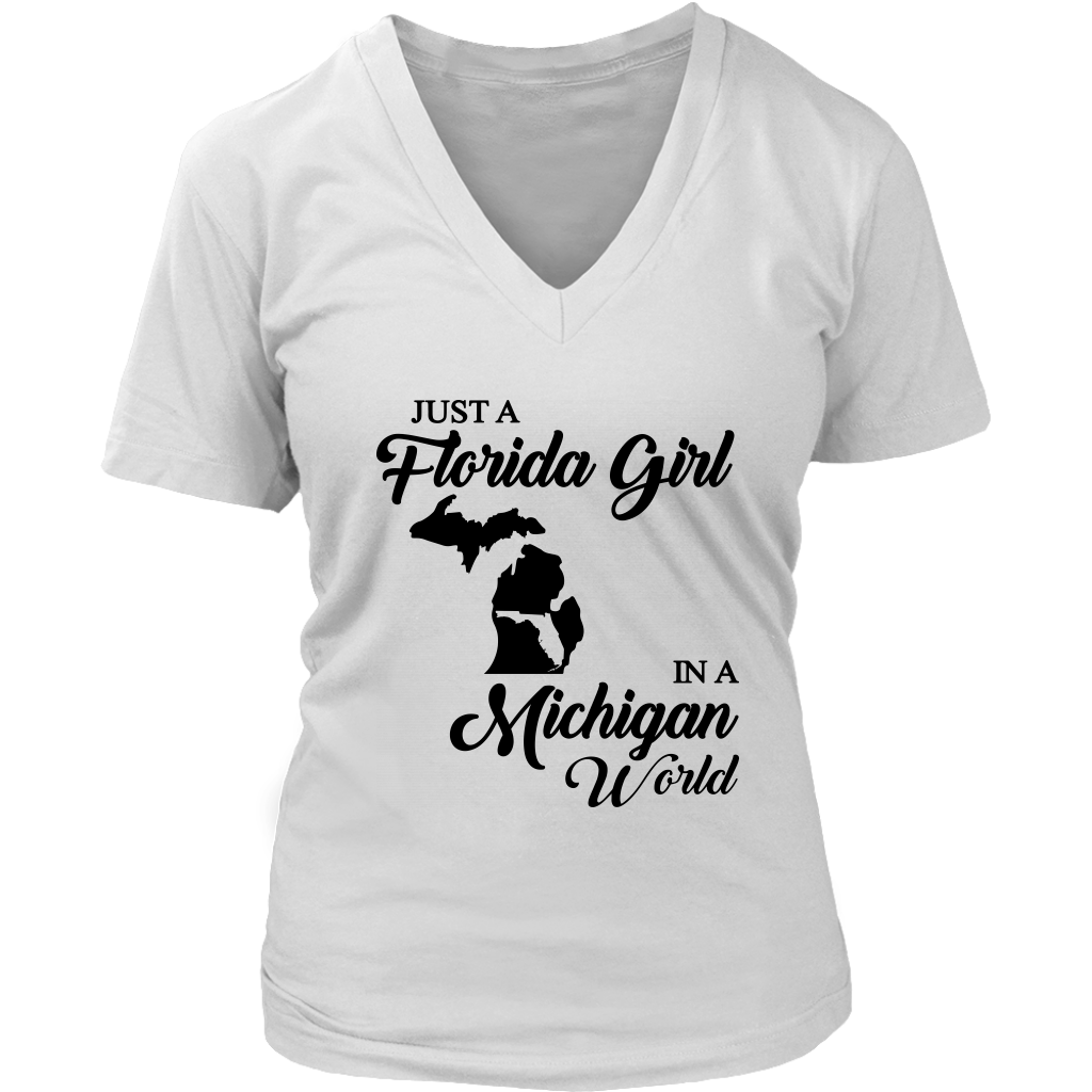 Just A Florida Girl In A Michigan World T-Shirt - T-shirt Teezalo