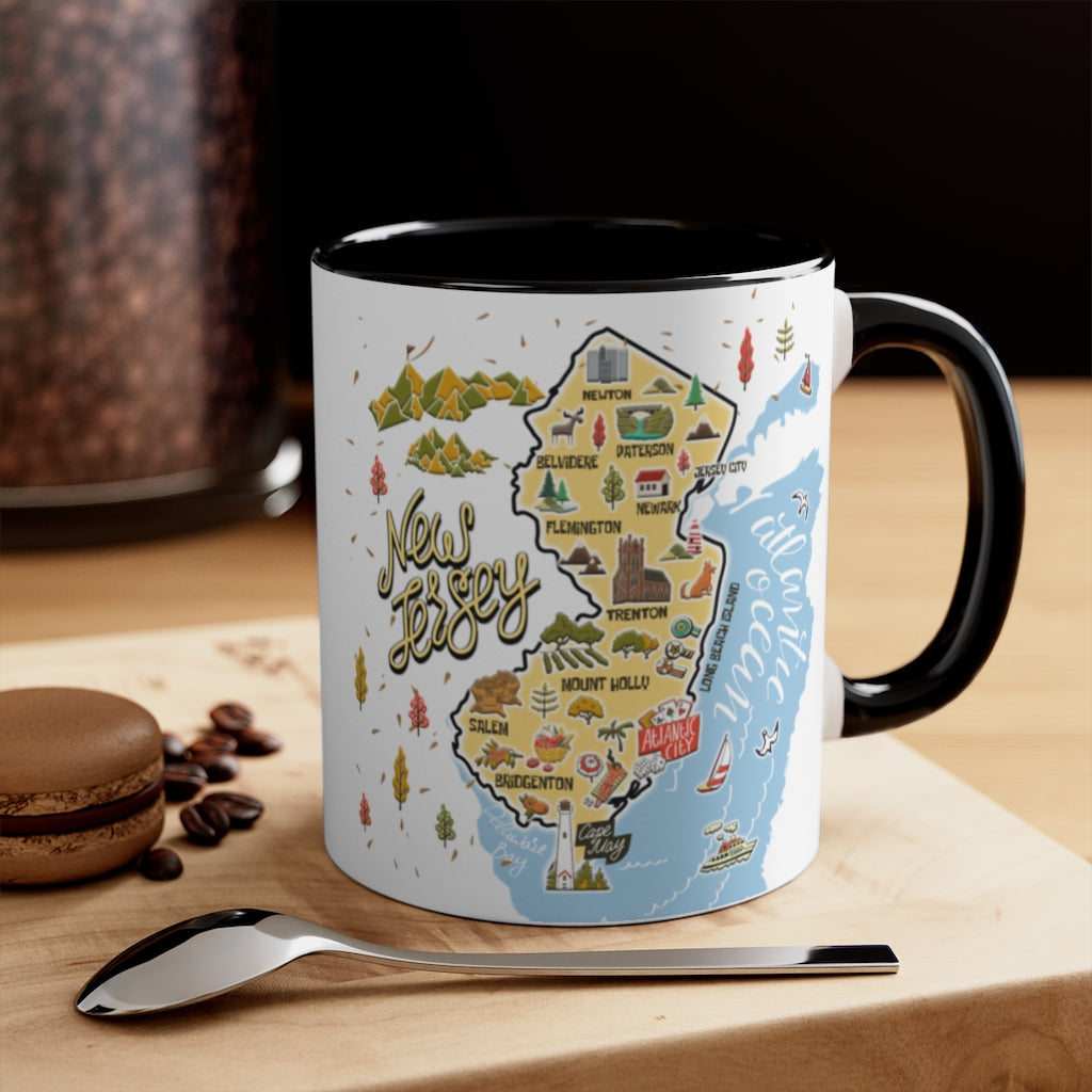 New Jersey Symbols Color Map Coffee Mug - Mug Born Teezalo