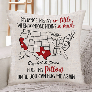 Long Distance Relationship Gift for Couples Boyfriend Girlfriend Hug This Pillow Until You Can Hug Me Valentine's Pillow - Pillow Long Distance Teezalo