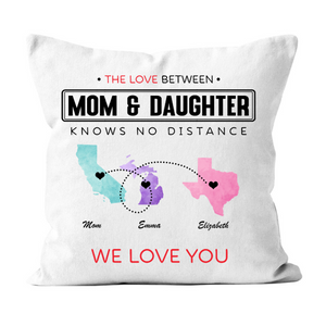 Personalized Long Distance Pillow The Love Between Mother/Father & Daughter/Son Knows No Distance Long Distance Gift