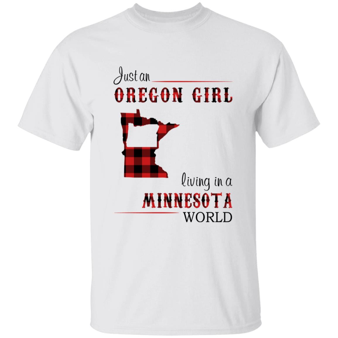 Just An Oregon Girl Living In A Minnesota World T-shirt - T-shirt Born Live Plaid Red Teezalo