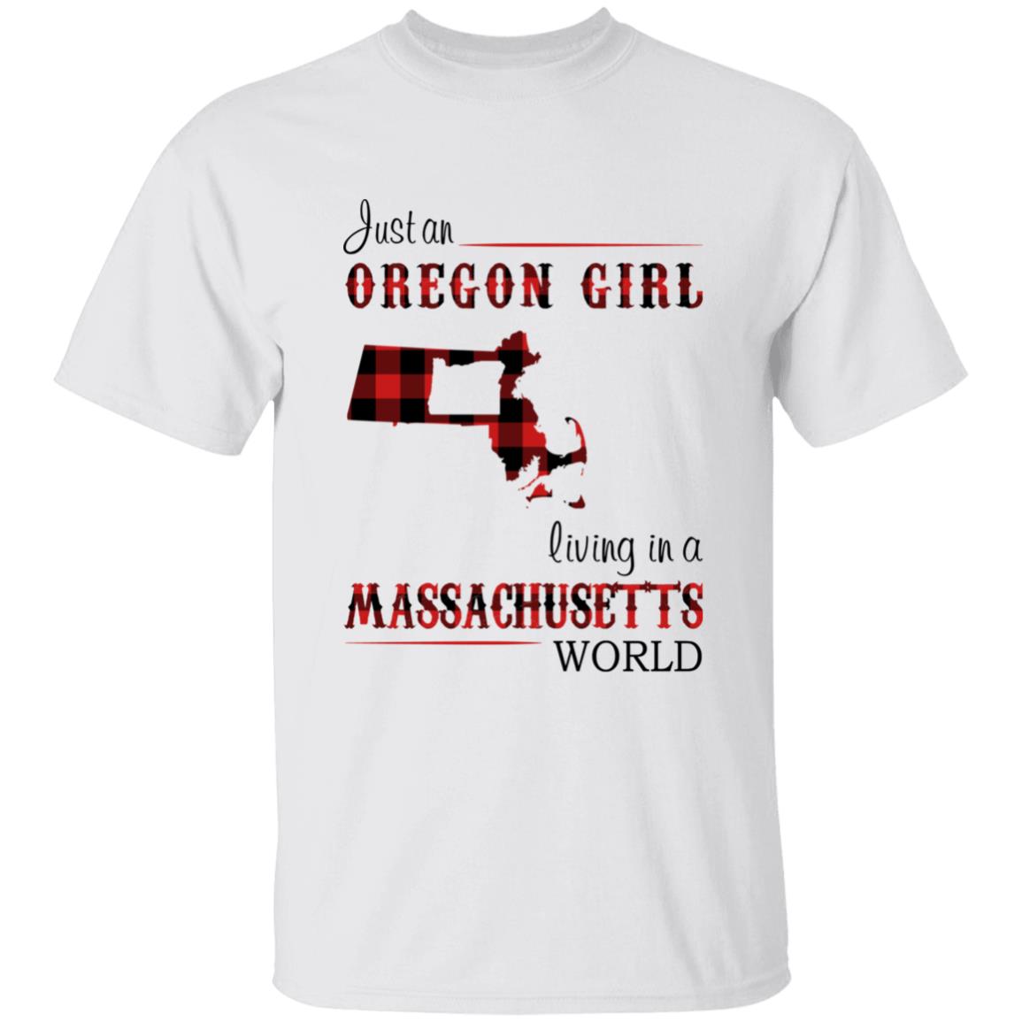 Just An Oregon Girl Living In A Massachusetts World T-shirt - T-shirt Born Live Plaid Red Teezalo