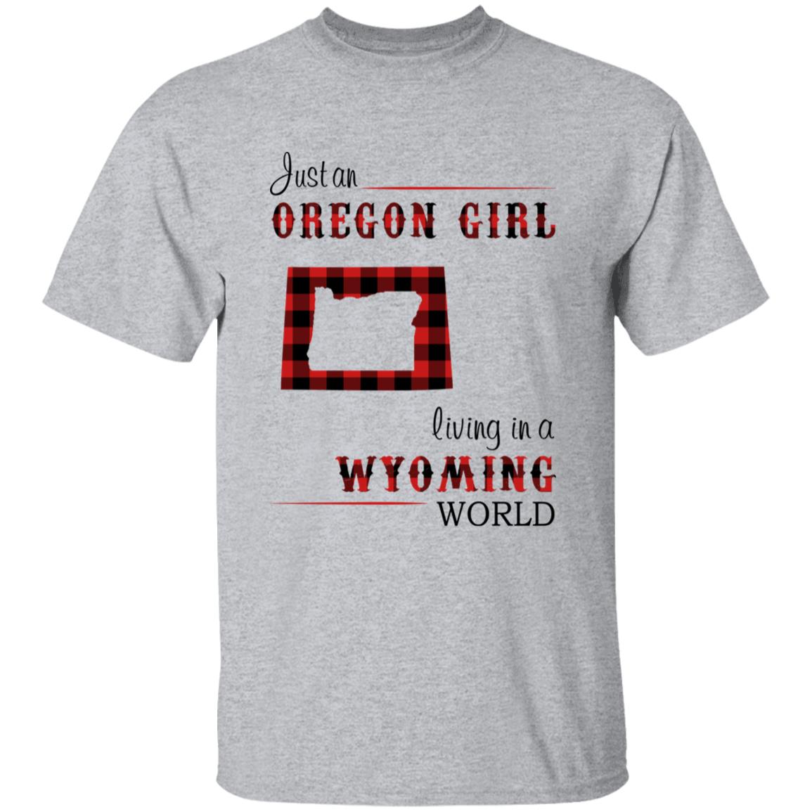 Just An Oregon Girl Living In A Wyoming World T-shirt - T-shirt Born Live Plaid Red Teezalo