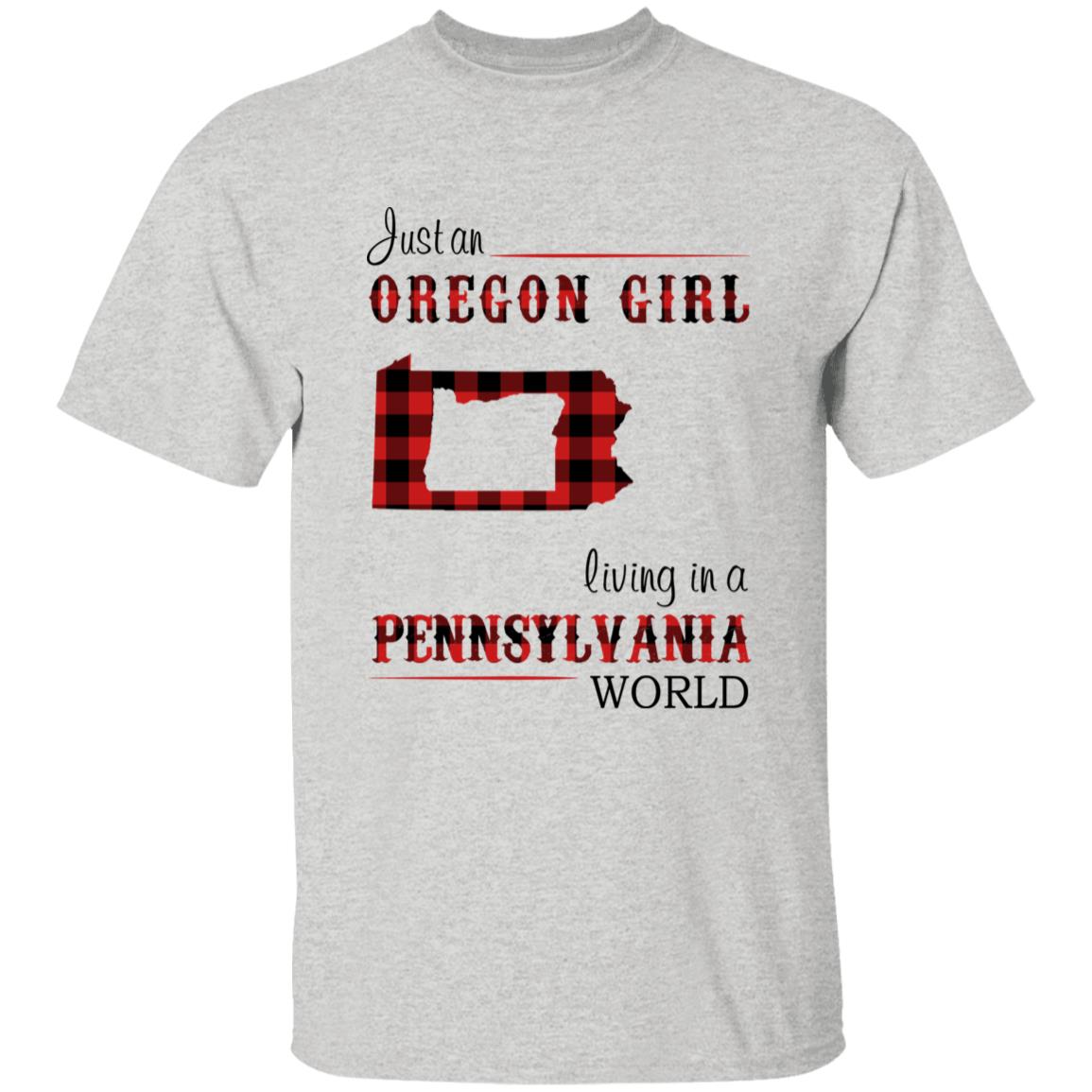 Just An Oregon Girl Living In A Pennsylvania World T-shirt - T-shirt Born Live Plaid Red Teezalo