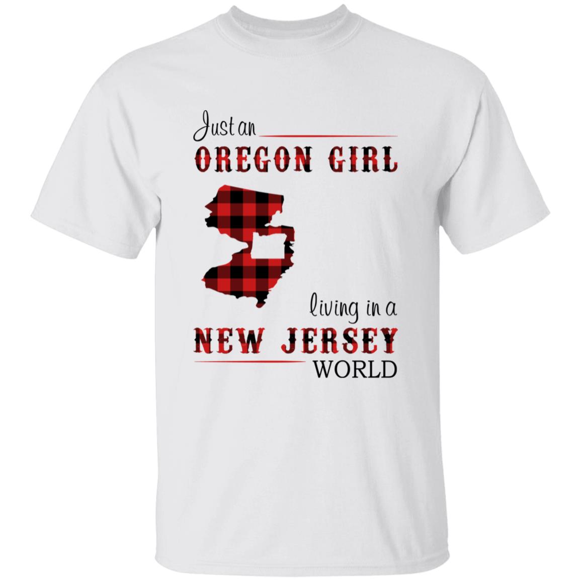 Just An Oregon Girl Living In A New Jersey World T-shirt - T-shirt Born Live Plaid Red Teezalo