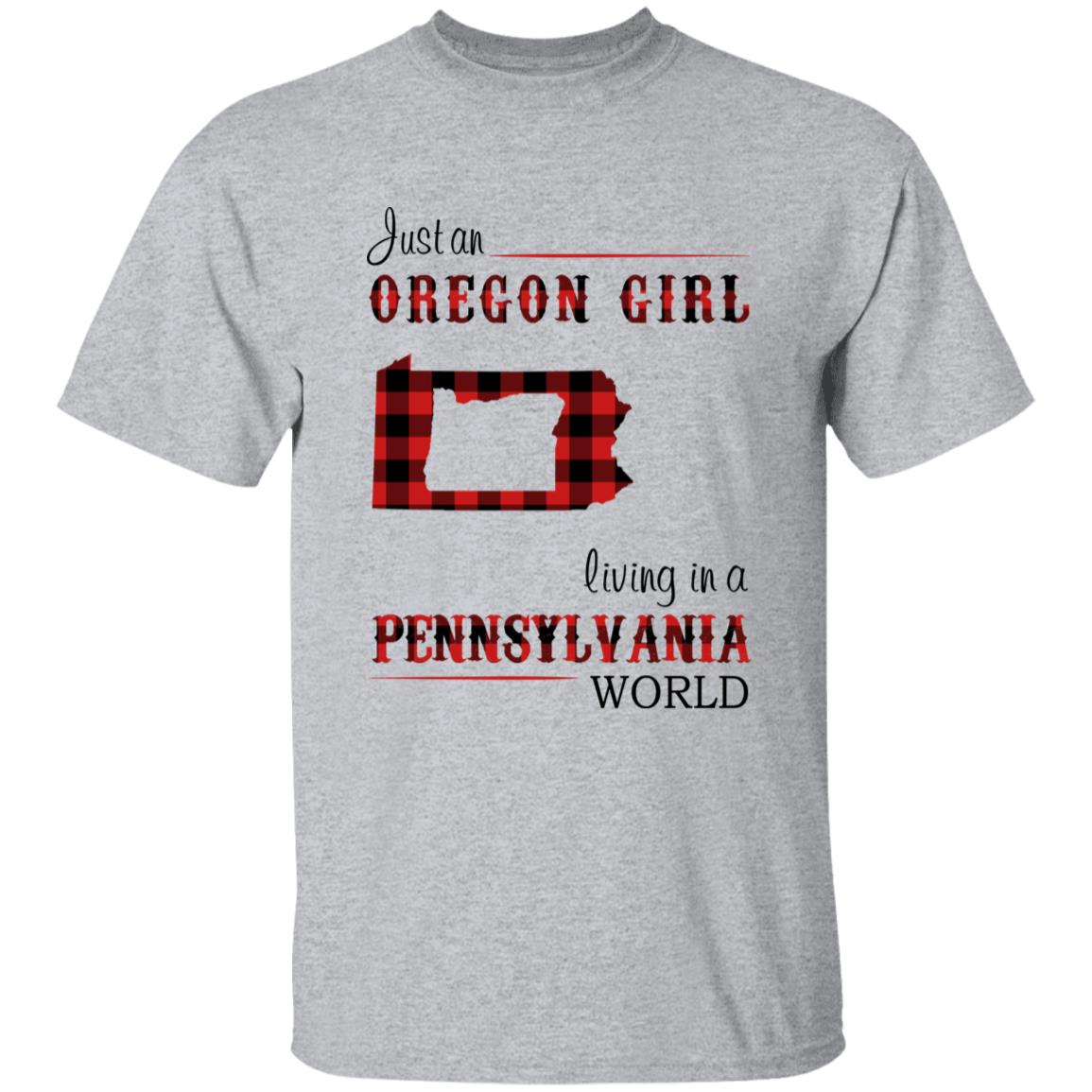 Just An Oregon Girl Living In A Pennsylvania World T-shirt - T-shirt Born Live Plaid Red Teezalo