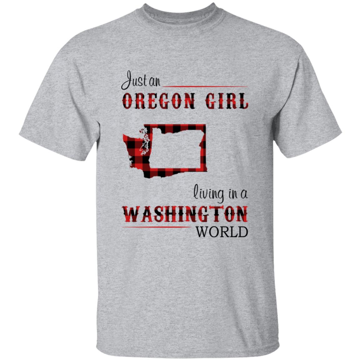 Just An Oregon Girl Living In A Washington World T-shirt - T-shirt Born Live Plaid Red Teezalo