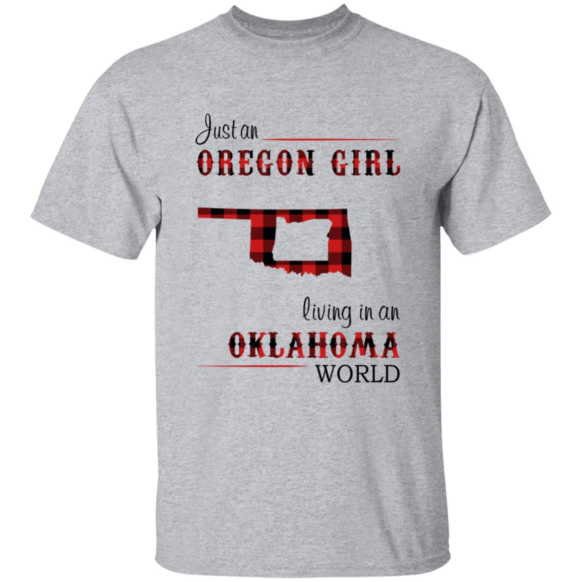 Just An Oregon Girl Living In An Oklahoma World T-shirt - T-shirt Born Live Plaid Red Teezalo