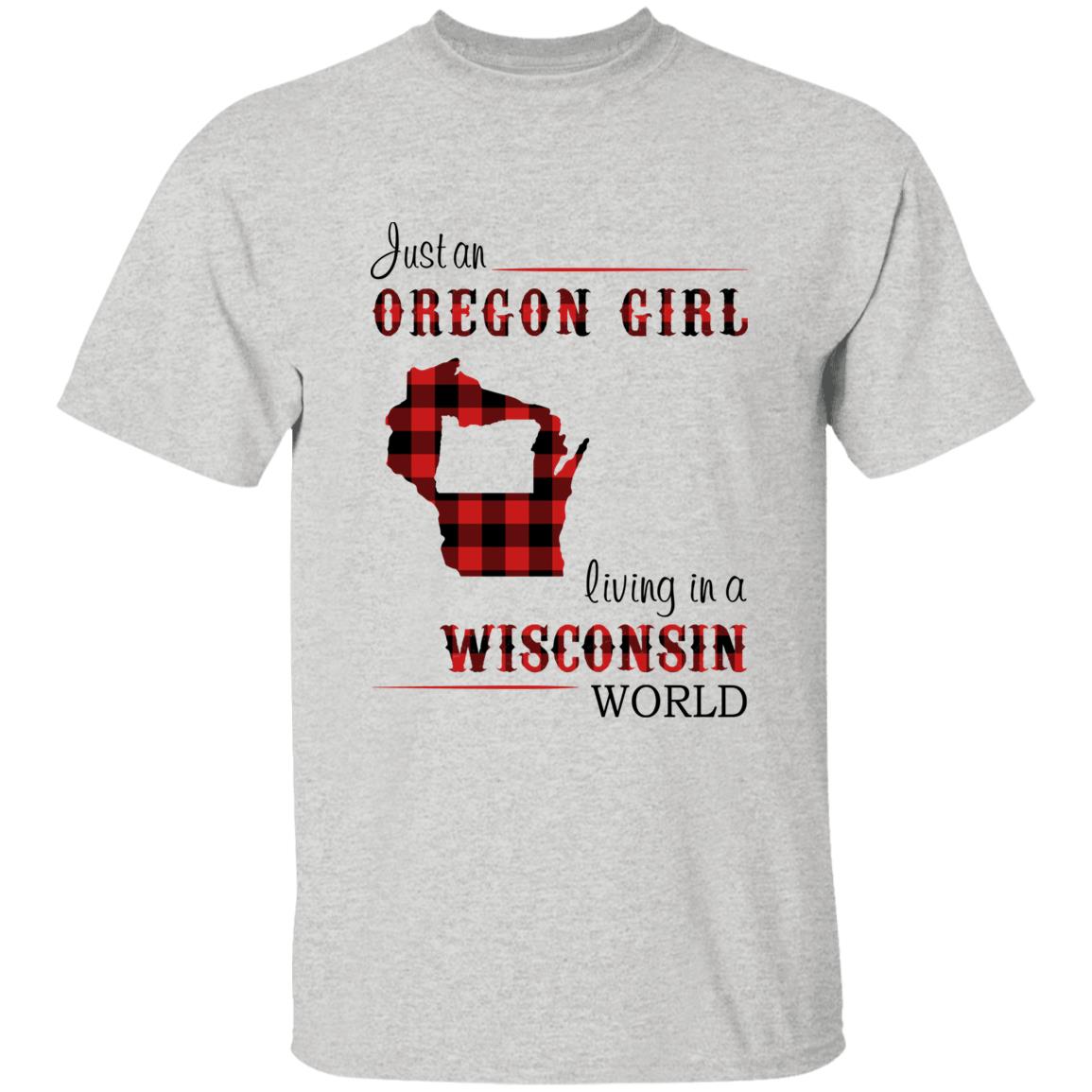 Just An Oregon Girl Living In A Wisconsin World T-shirt - T-shirt Born Live Plaid Red Teezalo