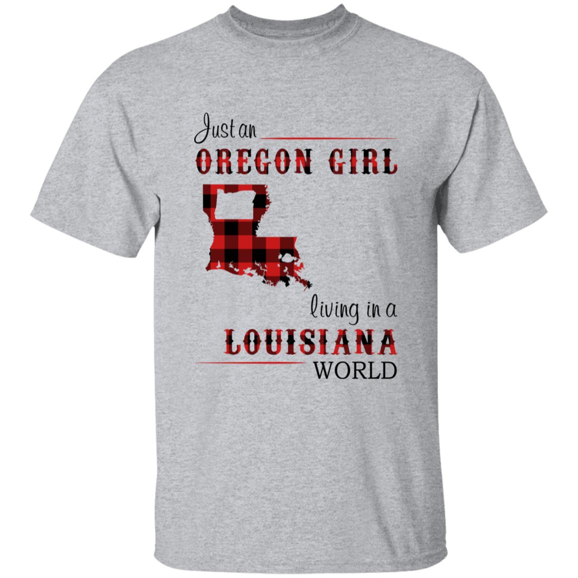 Just An Oregon Girl Living In A Louisiana World T-shirt - T-shirt Born Live Plaid Red Teezalo