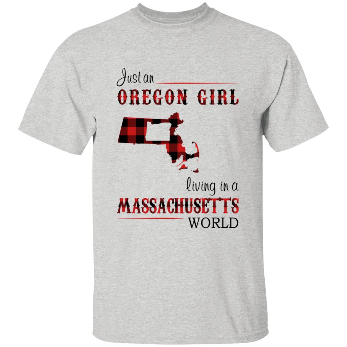 Just An Oregon Girl Living In A Massachusetts World T-shirt - T-shirt Born Live Plaid Red Teezalo