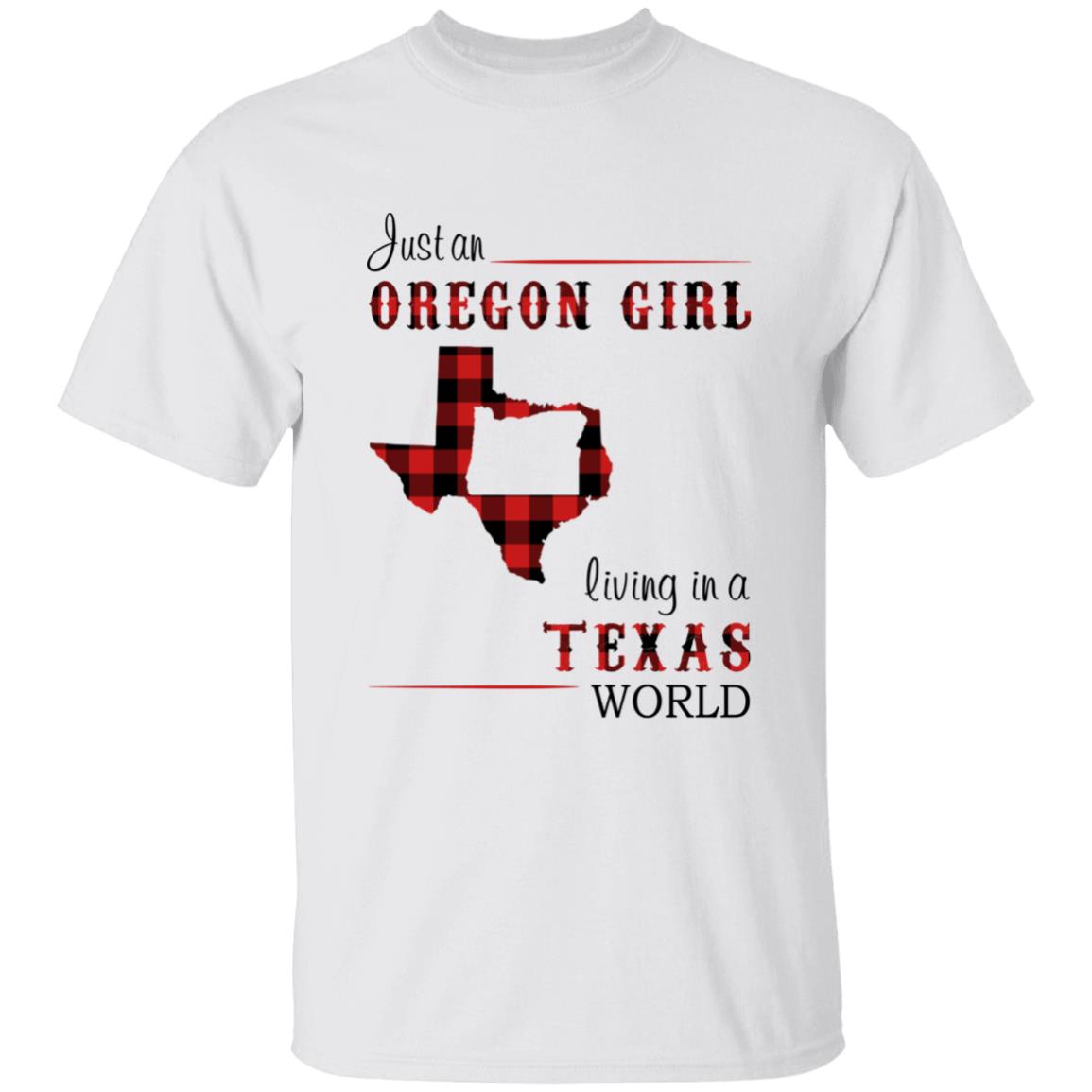 Just An Oregon Girl Living In A Texas World T-shirt - T-shirt Born Live Plaid Red Teezalo