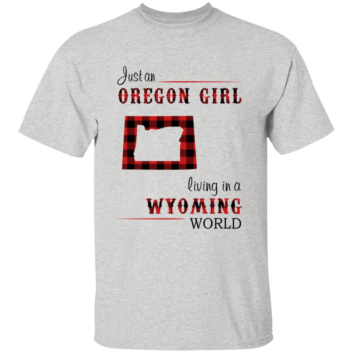 Just An Oregon Girl Living In A Wyoming World T-shirt - T-shirt Born Live Plaid Red Teezalo