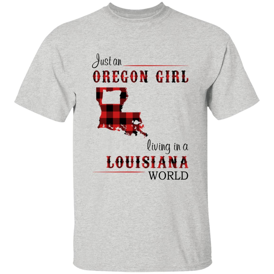 Just An Oregon Girl Living In A Louisiana World T-shirt - T-shirt Born Live Plaid Red Teezalo