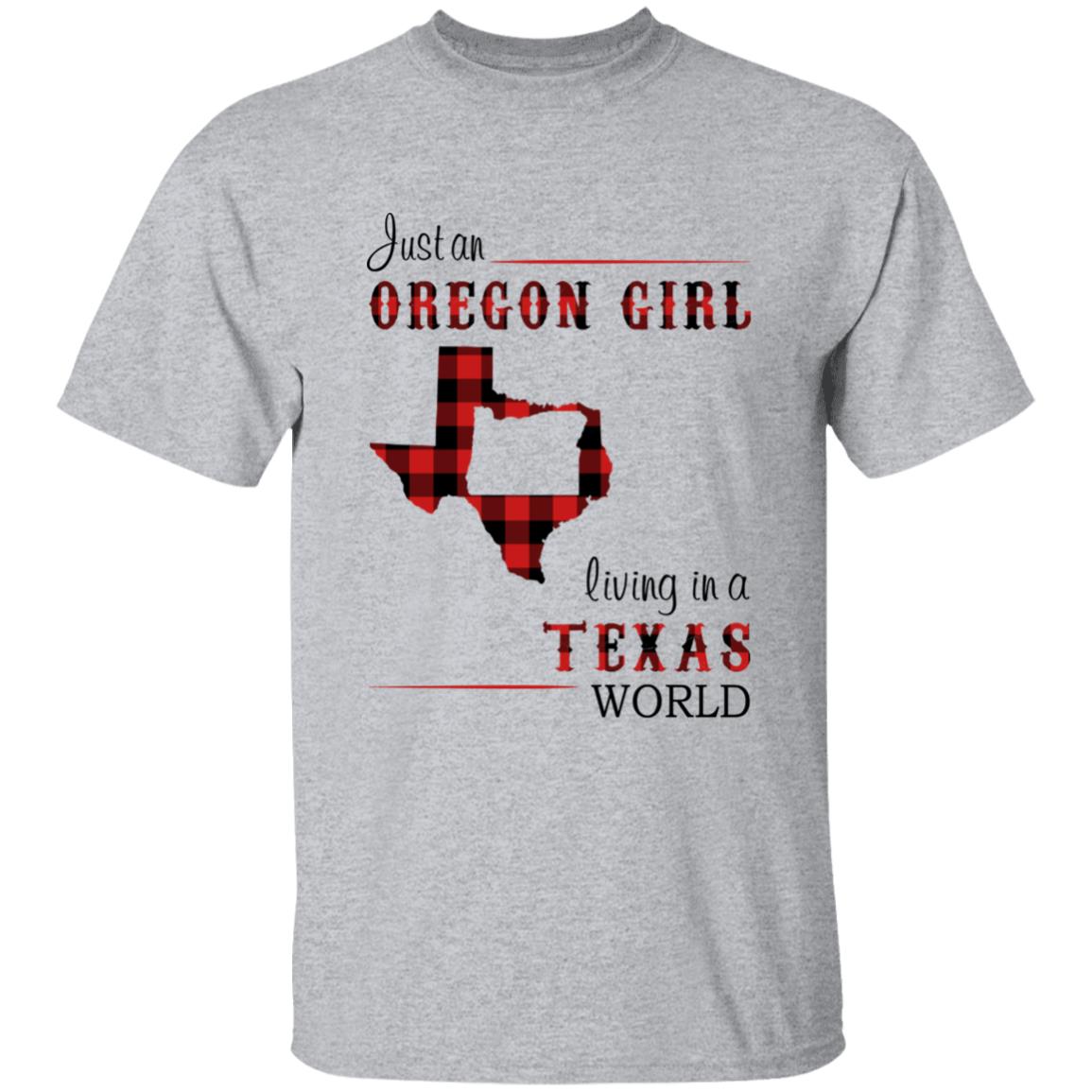 Just An Oregon Girl Living In A Texas World T-shirt - T-shirt Born Live Plaid Red Teezalo