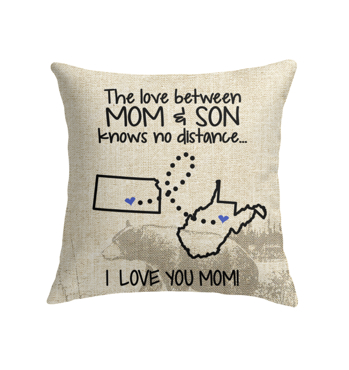West Virginia Kansas The Love Between Mom And Son Pillow - Pillows Teezalo