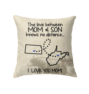 West Virginia Kansas The Love Between Mom And Son Pillow - Pillows Teezalo