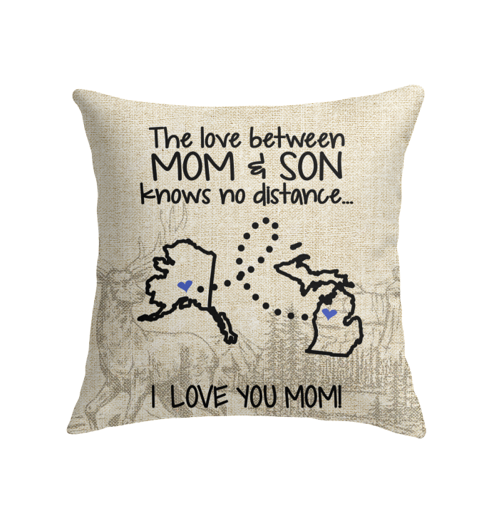 Michigan Alaska The Love Between Mom And Son Pillows - Pillows Teezalo